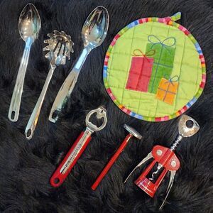 Red Kitchen Set-KitchenAid Bottle Opener, Wine Opener, Stainless Spoons & More!